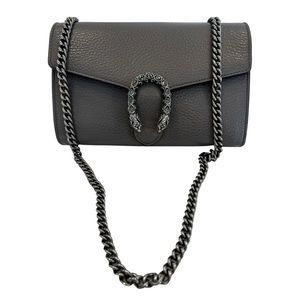 Small Gray Gucci Dionysus leather handbag.